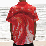 Red Acid Melt Print Textured Short Sleeve Shirt