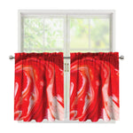 Red Acid Melt Print Tier Curtains