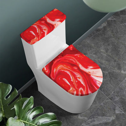 Red Acid Melt Print Toilet Lid And Tank Cover Set