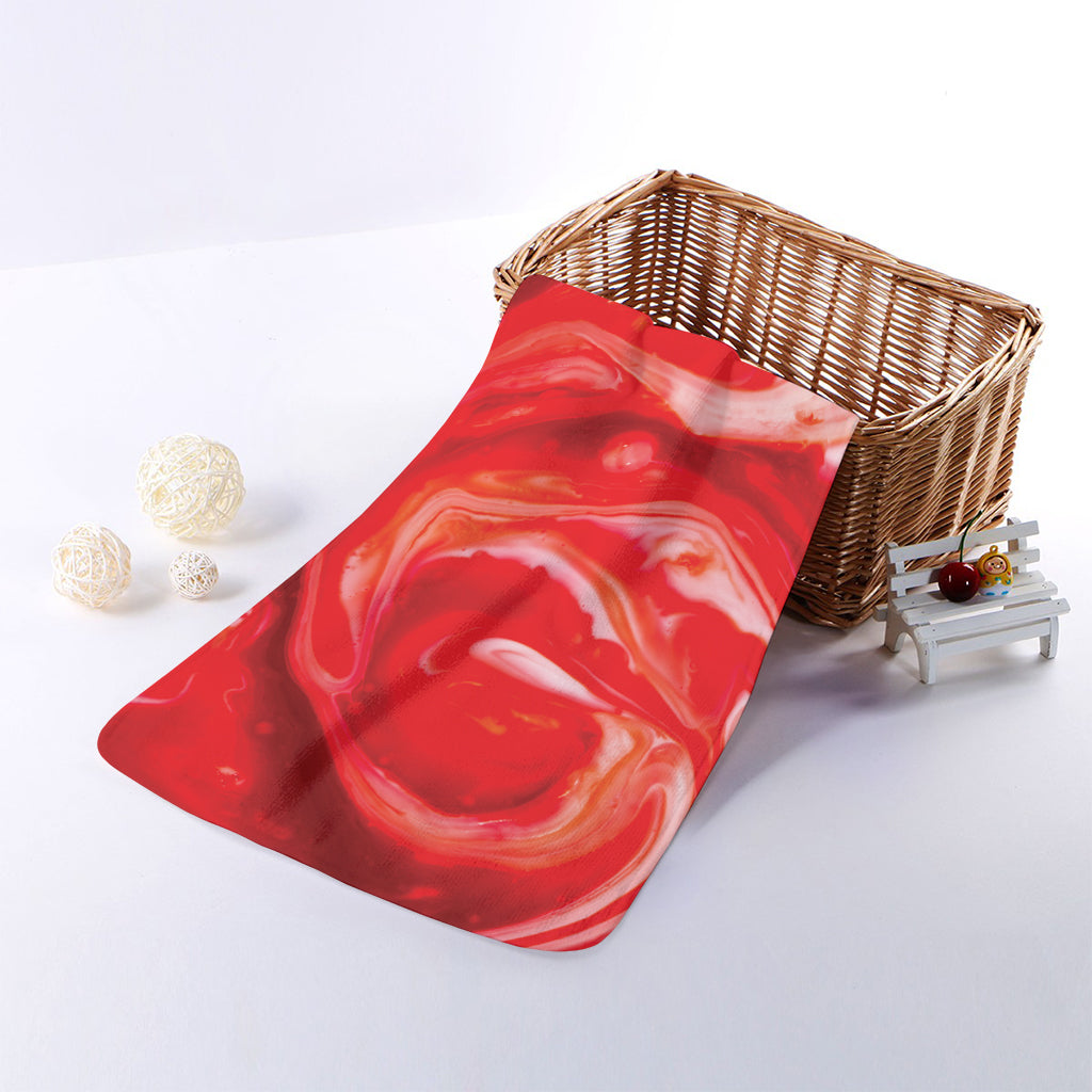 Red Acid Melt Print Towel