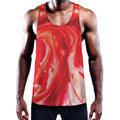 Red Acid Melt Print Men's Workout Tank Top