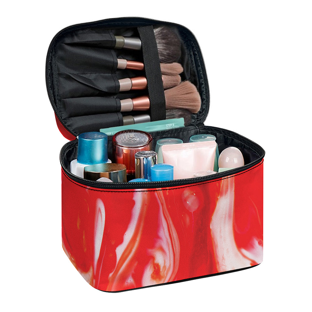 Red Acid Melt Print Travel Makeup Bag