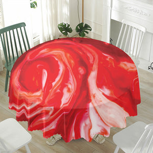 Red Acid Melt Print Waterproof Round Tablecloth