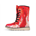 Red Acid Melt Print Winter Boots