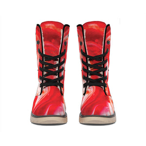 Red Acid Melt Print Winter Boots