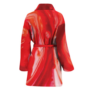 Red Acid Melt Print Women's Bathrobe