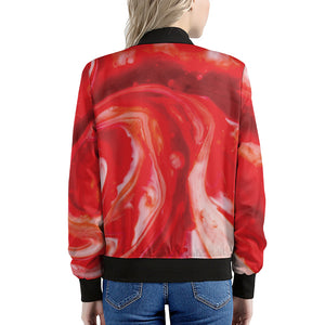 Red Acid Melt Print Women's Bomber Jacket