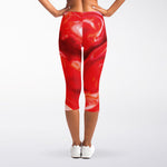 Red Acid Melt Print Women's Capri Leggings