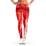 Red Acid Melt Print Women's Leggings