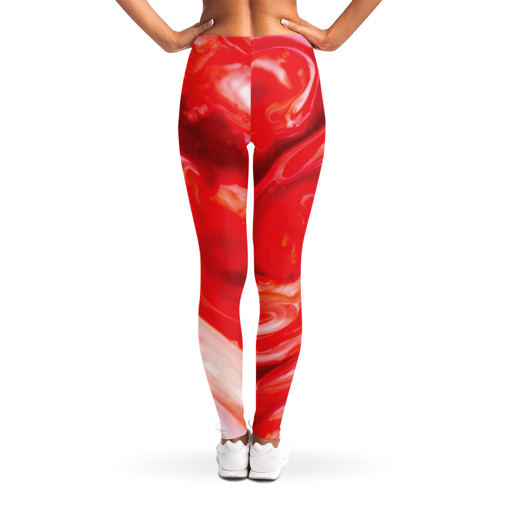 Red Acid Melt Print Women's Leggings