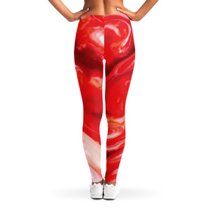 Red Acid Melt Print Women's Leggings