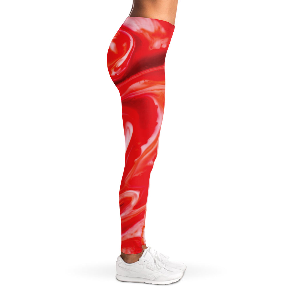 Red Acid Melt Print Women's Leggings