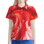 Red Acid Melt Print Women's Polo Shirt