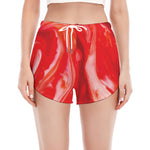 Red Acid Melt Print Women's Split Running Shorts
