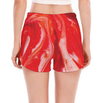 Red Acid Melt Print Women's Split Running Shorts