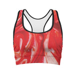 Red Acid Melt Print Women's Sports Bra
