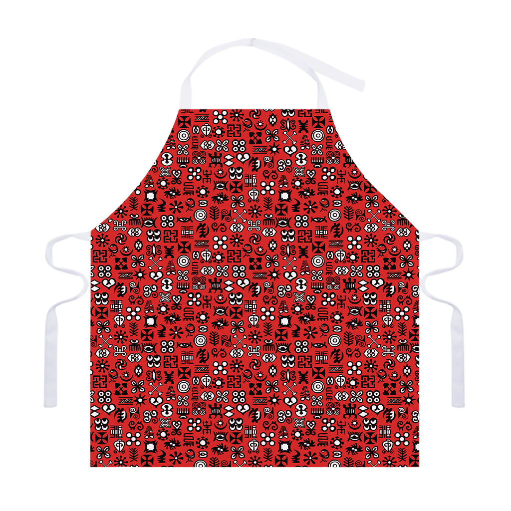 Red Adinkra Tribe Symbols Print Adjustable Apron