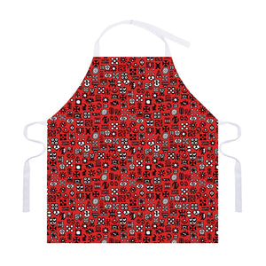 Red Adinkra Tribe Symbols Print Adjustable Apron