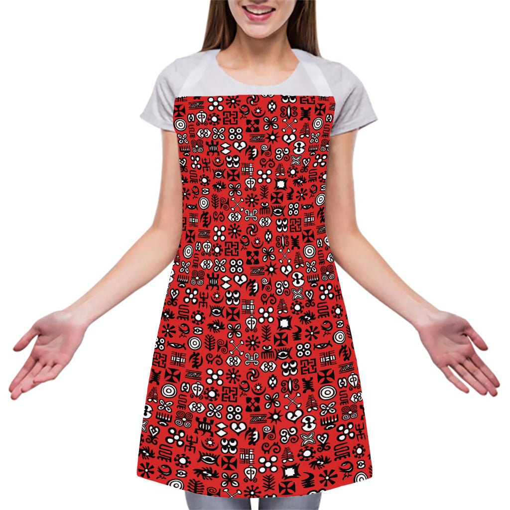 Red Adinkra Tribe Symbols Print Adjustable Apron