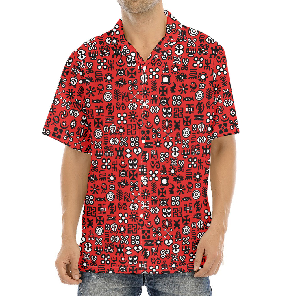 Red Adinkra Tribe Symbols Print Aloha Shirt