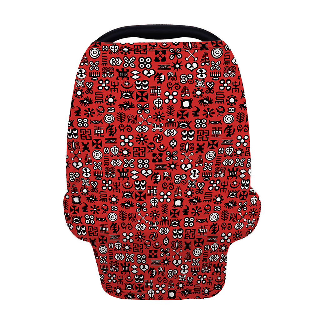 Red Adinkra Tribe Symbols Print Baby Seat Cover