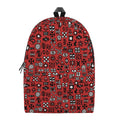 Red Adinkra Tribe Symbols Print School Backpack