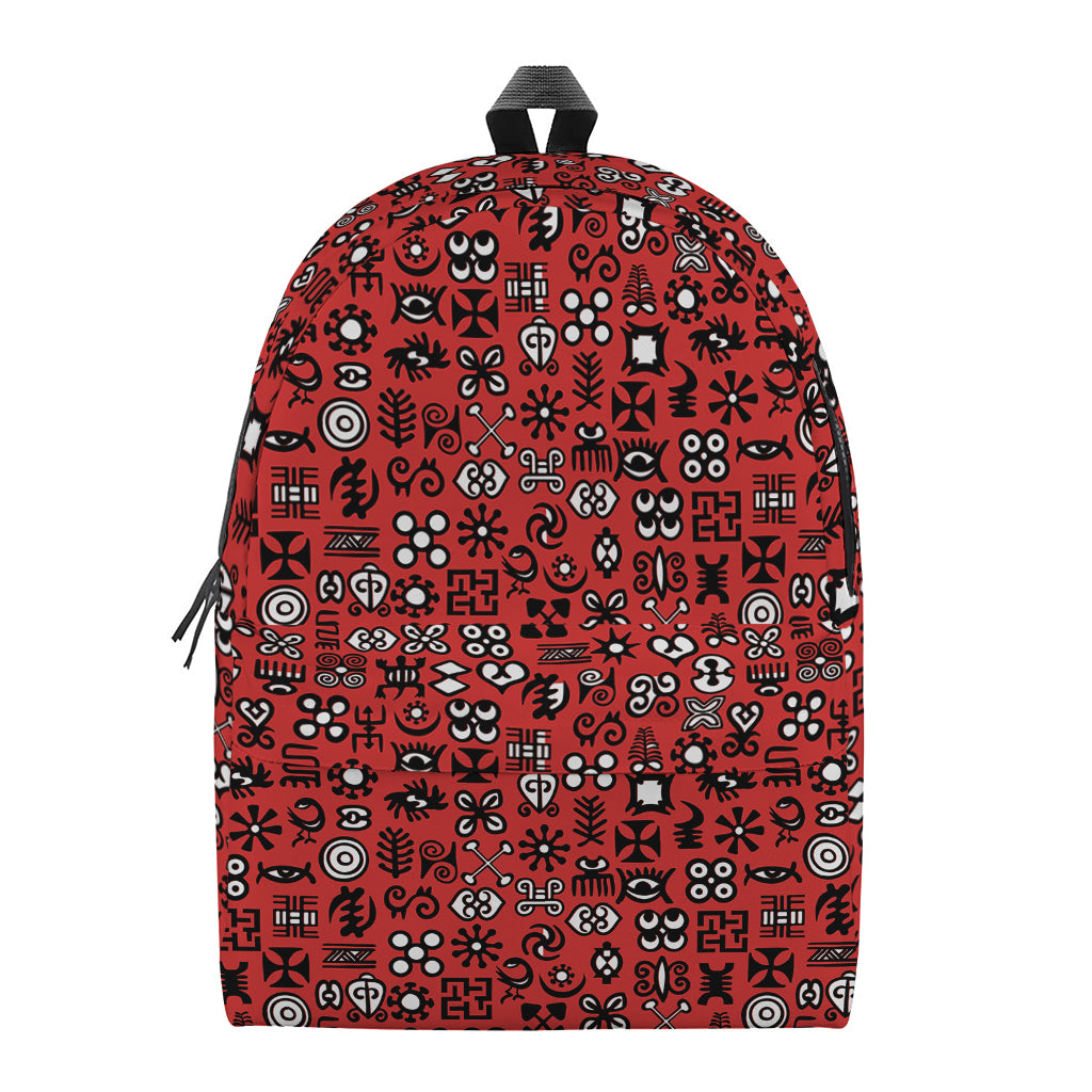 Red Adinkra Tribe Symbols Print Backpack