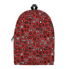 Red Adinkra Tribe Symbols Print Backpack