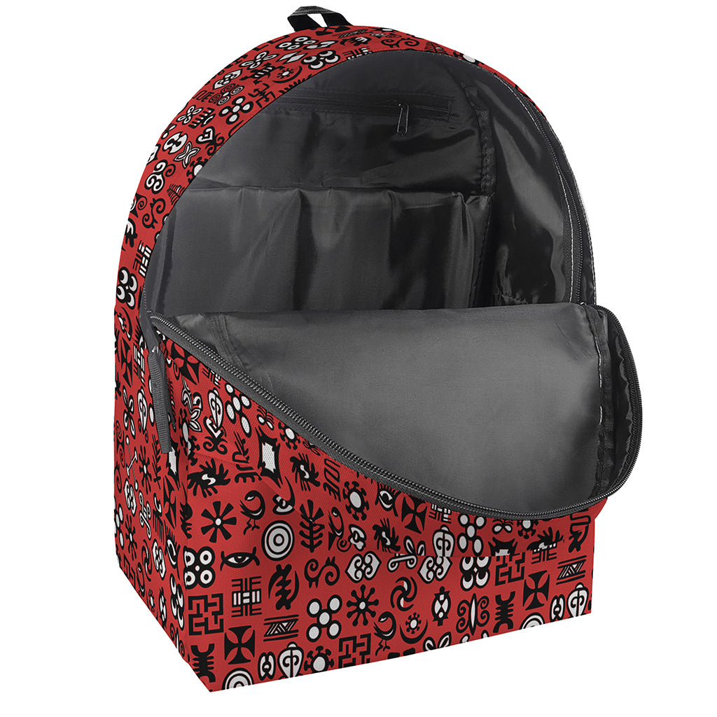 Red Adinkra Tribe Symbols Print Backpack