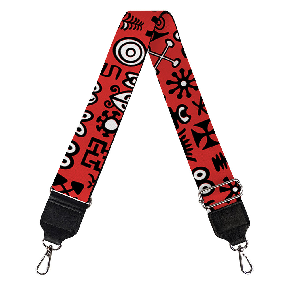 Red Adinkra Tribe Symbols Print Bag Strap