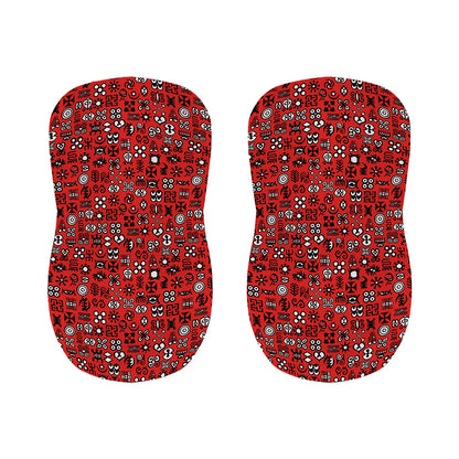 Red Adinkra Tribe Symbols Print Bar Stool Covers