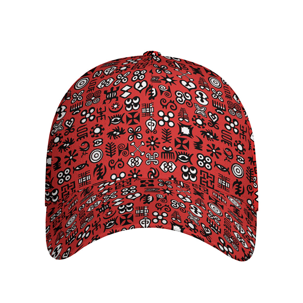 Red Adinkra Tribe Symbols Print Baseball Cap