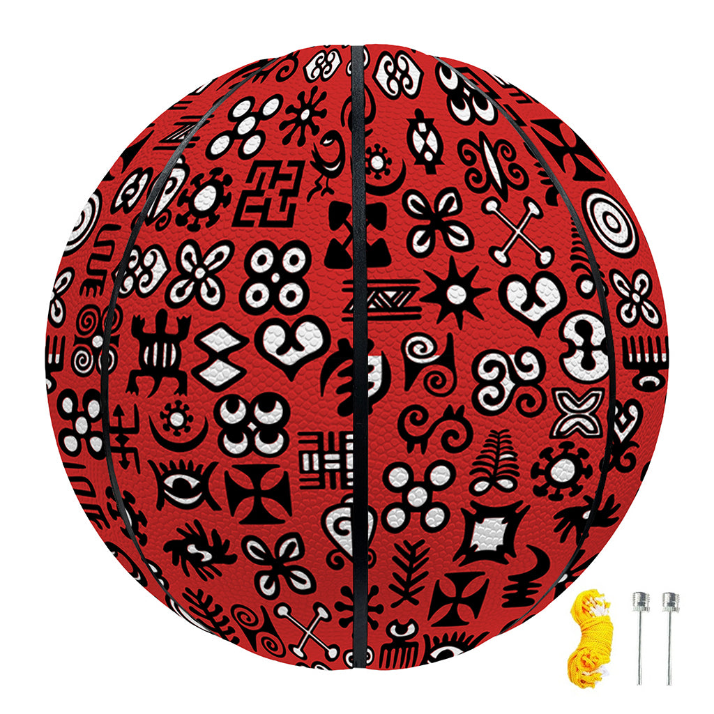 Red Adinkra Tribe Symbols Print Basketball
