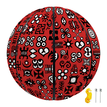 Red Adinkra Tribe Symbols Print Basketball