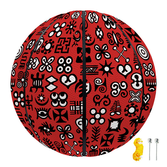 Red Adinkra Tribe Symbols Print Basketball