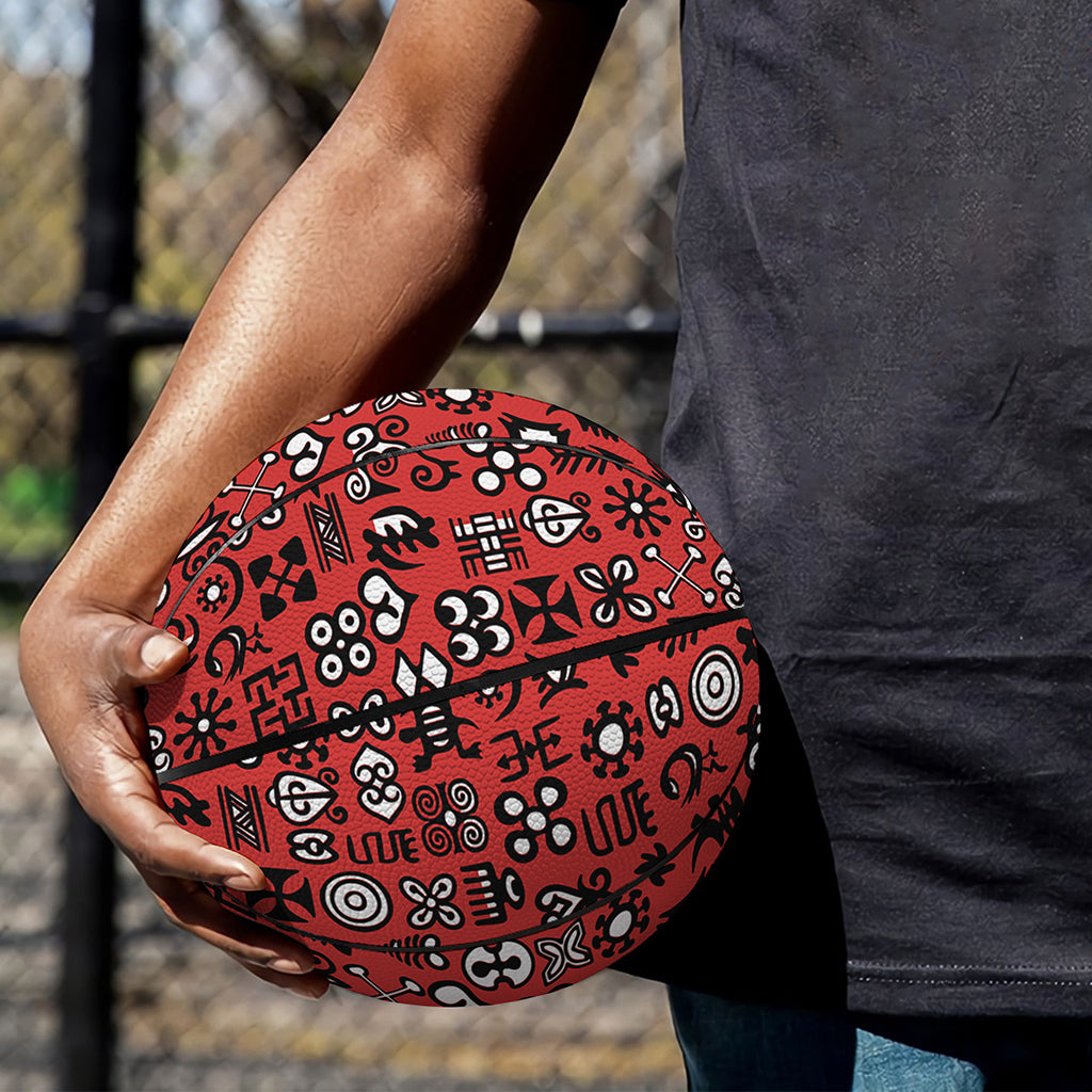 Red Adinkra Tribe Symbols Print Basketball