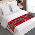 Red Adinkra Tribe Symbols Print Bed Runner