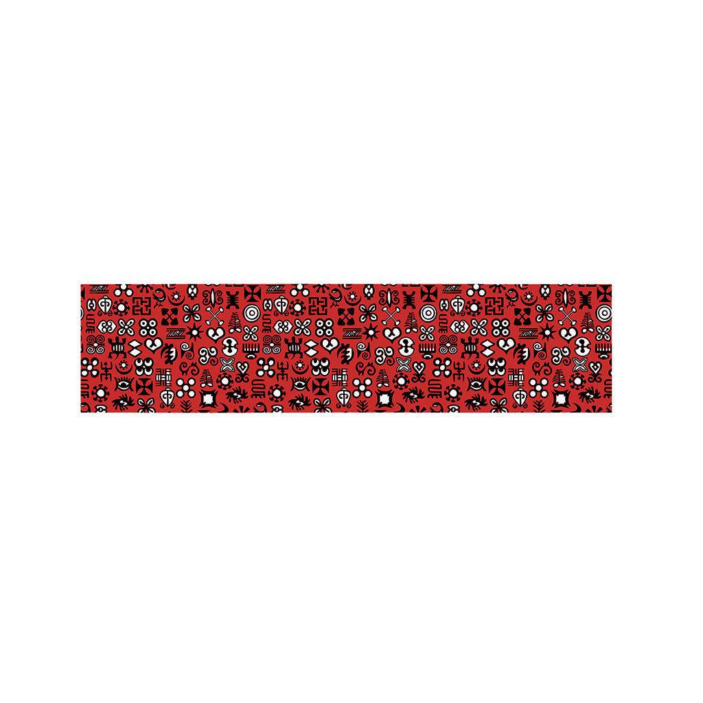 Red Adinkra Tribe Symbols Print Bed Runner