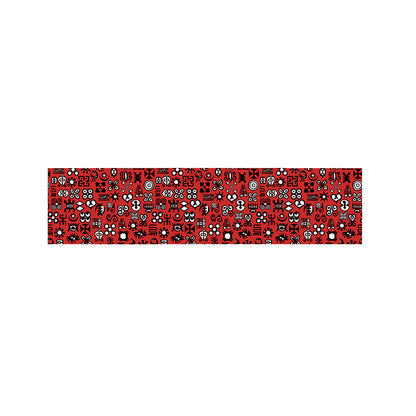 Red Adinkra Tribe Symbols Print Bed Runner