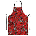 Red Adinkra Tribe Symbols Print Bib Apron With Pocket