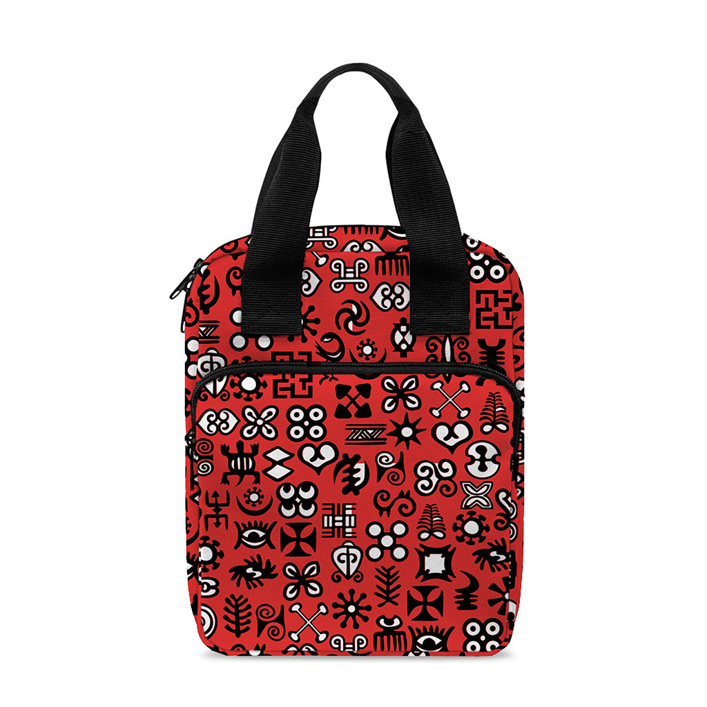 Red Adinkra Tribe Symbols Print Bible Tote Bag