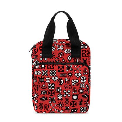 Red Adinkra Tribe Symbols Print Bible Tote Bag