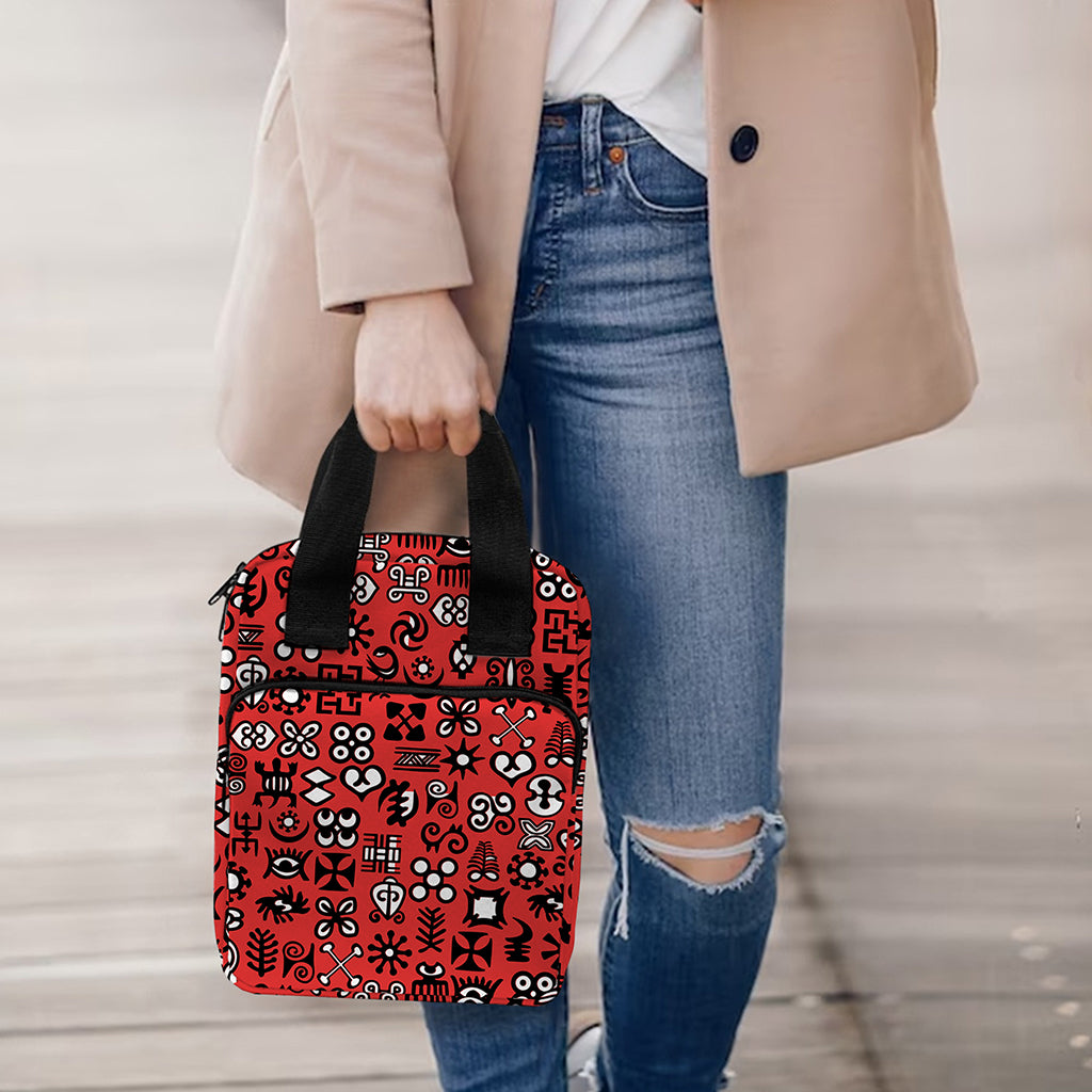Red Adinkra Tribe Symbols Print Bible Tote Bag