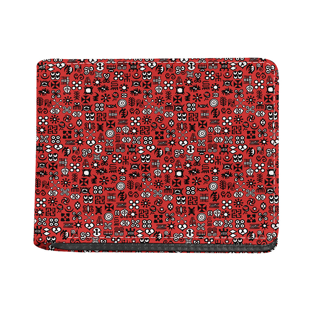 Red Adinkra Tribe Symbols Print Bifold Wallet