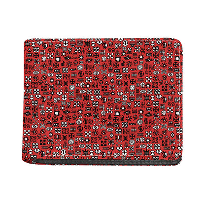 Red Adinkra Tribe Symbols Print Bifold Wallet