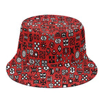 Red Adinkra Tribe Symbols Print Bucket Hat