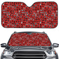 Red Adinkra Tribe Symbols Print Car Windshield Sun Shade