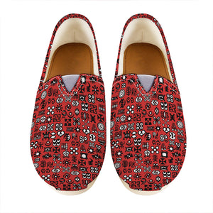 Red Adinkra Tribe Symbols Print Casual Shoes