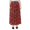 Red Adinkra Tribe Symbols Print Chiffon Maxi Skirt