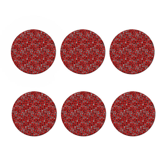 Red Adinkra Tribe Symbols Print Coaster Set